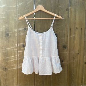 White Cotton Check Peplum Tank Top 🌿